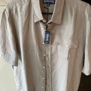NWT Vilebrequin 100% Linen S/S Safari Button Front Shirt size XXL
